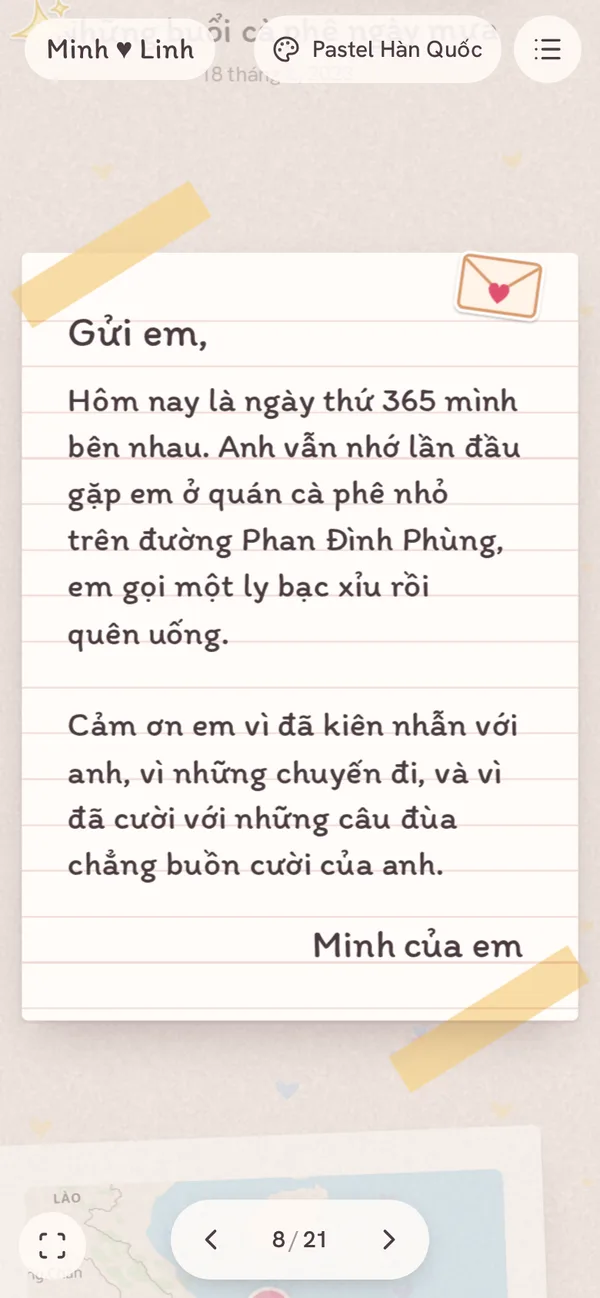 Trang Lá thư trong sổ mẫu Diinn, chủ đề Pastel Hàn Quốc