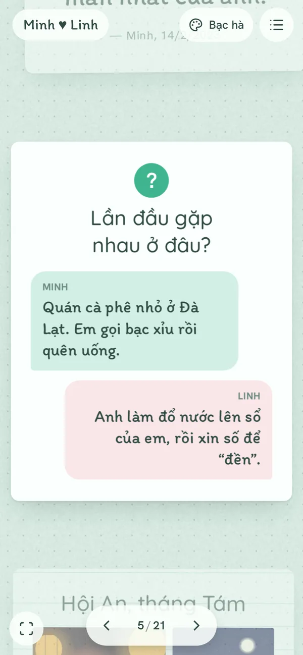 Trang Hỏi & đáp trong sổ mẫu Diinn, chủ đề Bạc hà