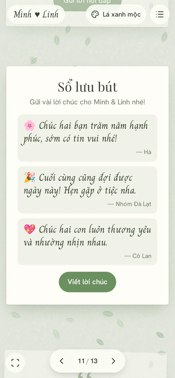 Sổ lưu bút trong thiệp cưới mẫu Diinn